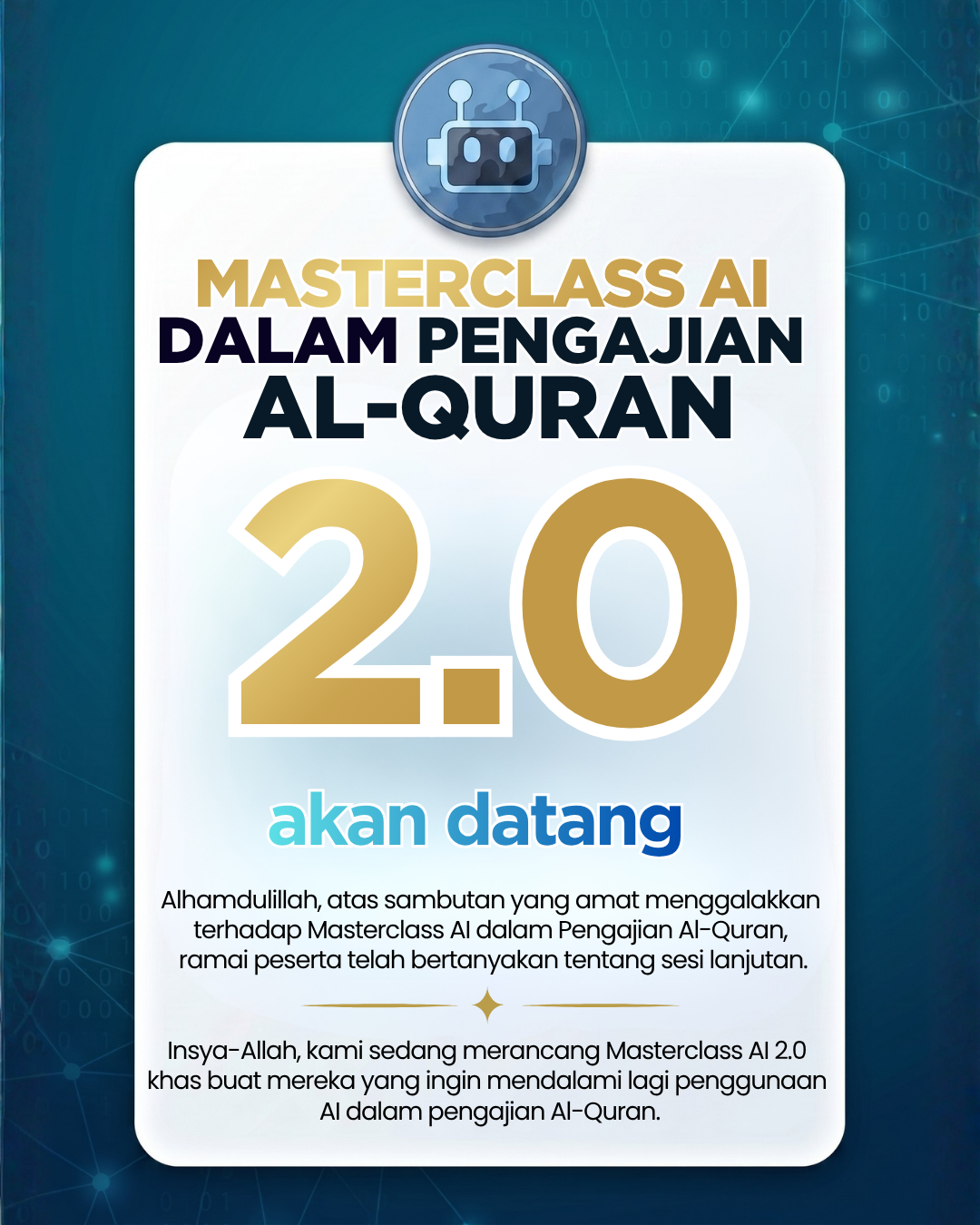 Masterclass AI 2.0 announcement slide