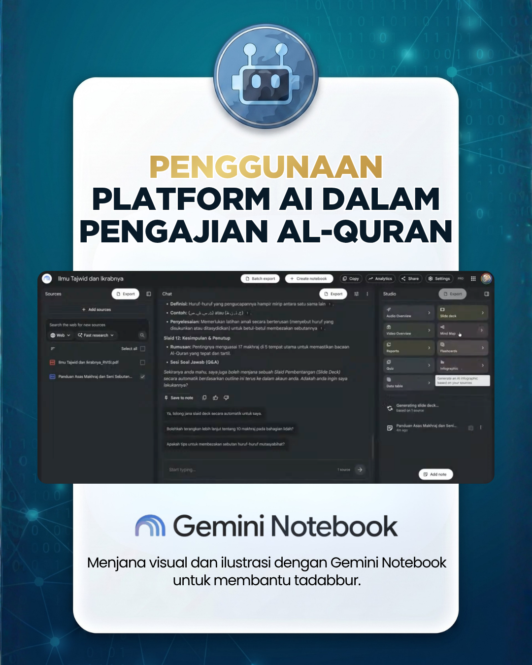 Gemini Notebook used to produce Tajweed learning materials and visuals