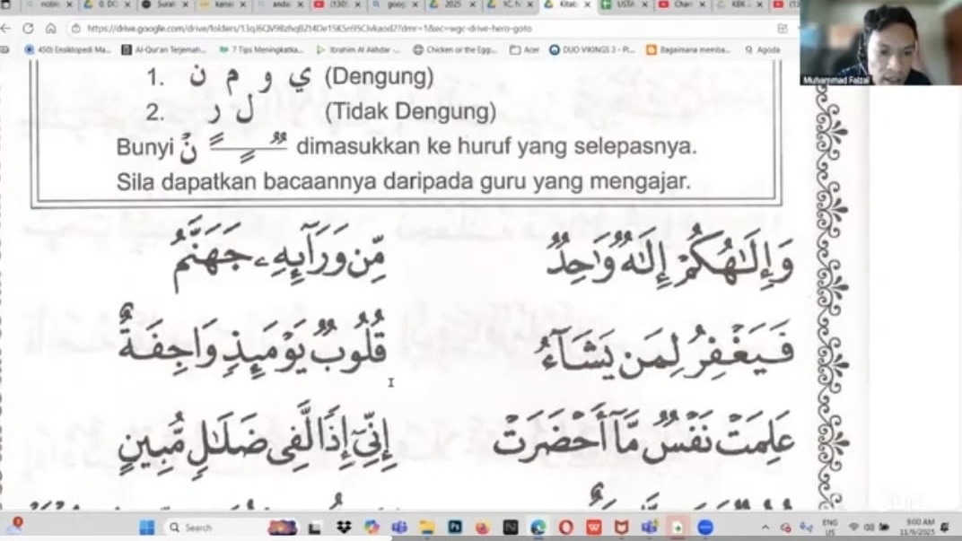 Tajwid lesson on dengung and idgham during a Klinik Al-Quran class