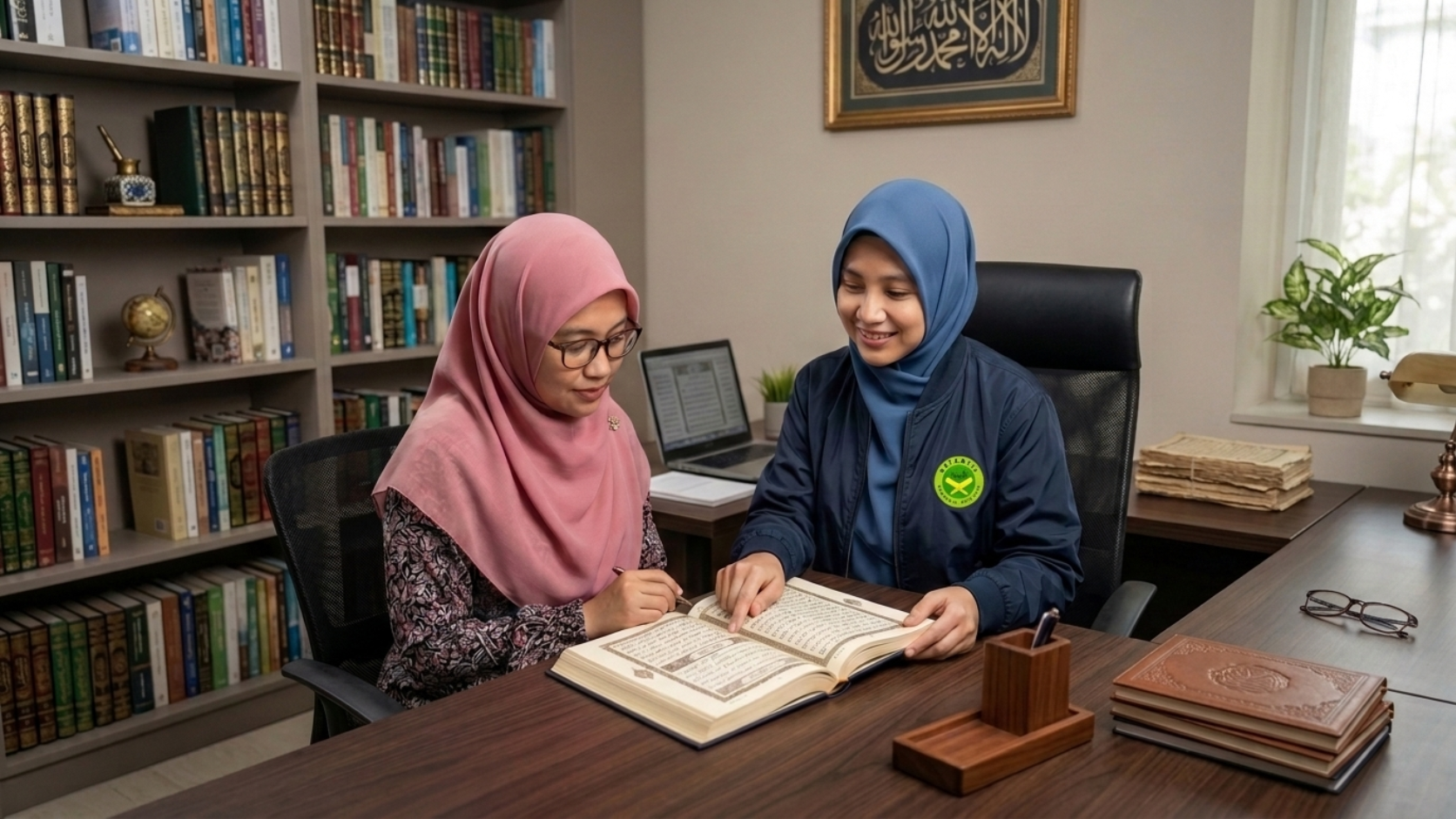 A Klinik Al-Quran student learning with a teacher at AtTartil Quranic Institute