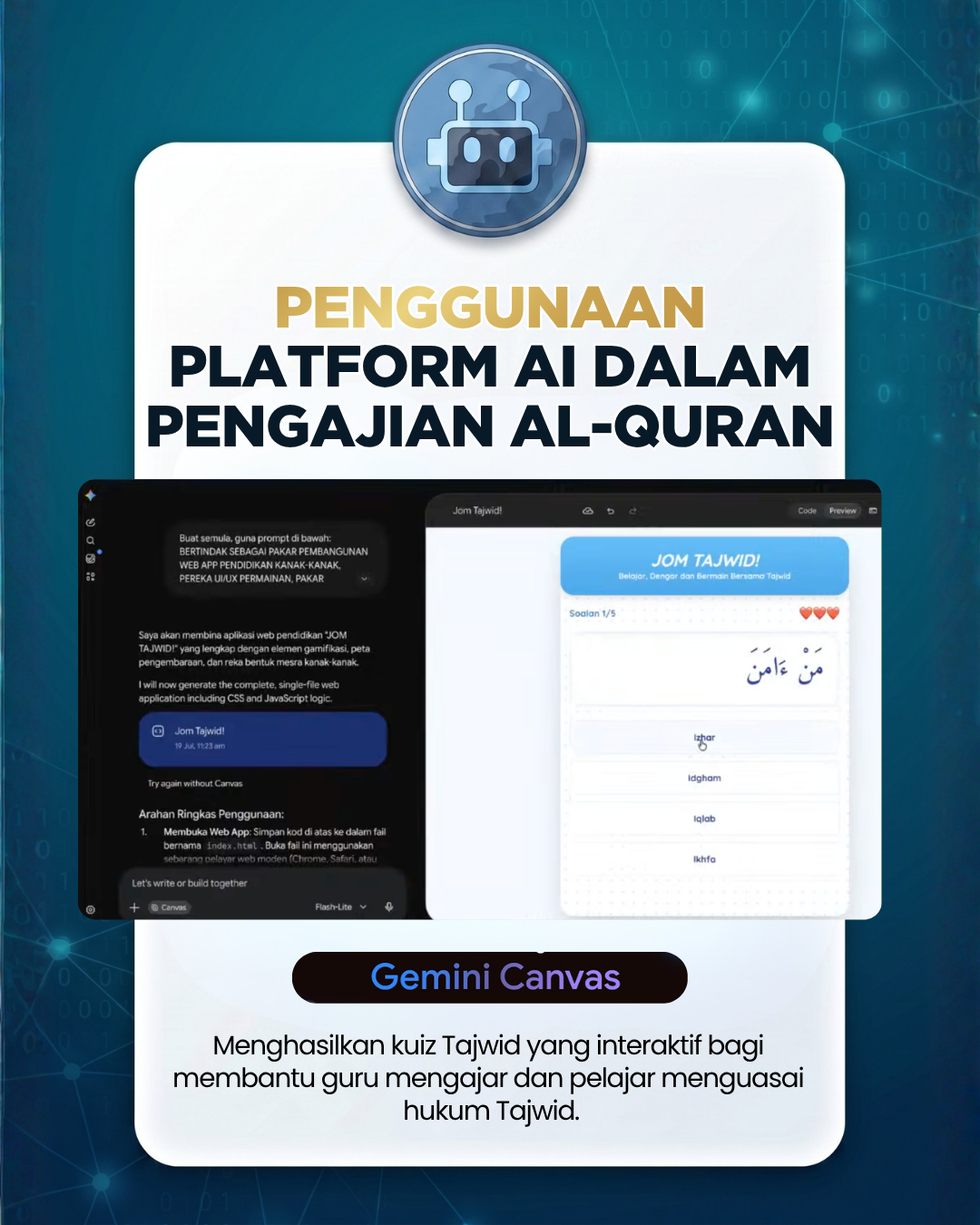 Interactive Jom Tajwid quiz web app built with Gemini Canvas