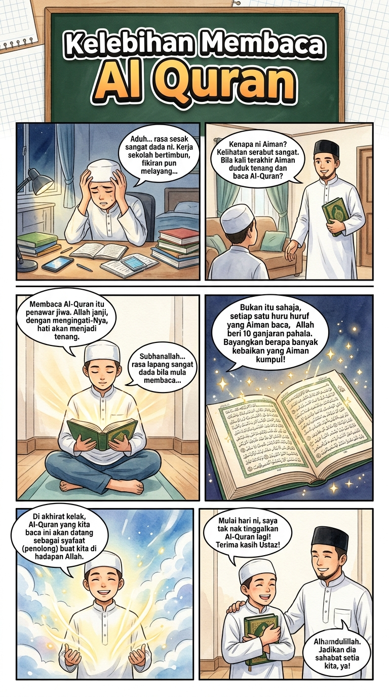 Kelebihan Membaca Al-Quran educational comic created by a participant