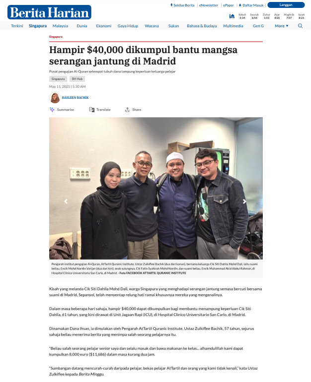 Hampir $40,000 dikumpul bantu mangsa serangan jantung di Madrid